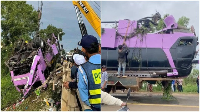 চালক ঘুমিয়ে যাওয়ায় সেতু থেকে বাস খাদে, ১৬ যাত্রীর মর্মান্তিক ‍মৃত্যু