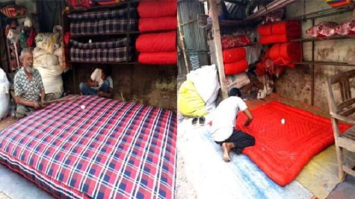 দুমকিতে শীতের আগমনে লেপ-তোশক তৈরিতে ব্যস্ত কারিগররা