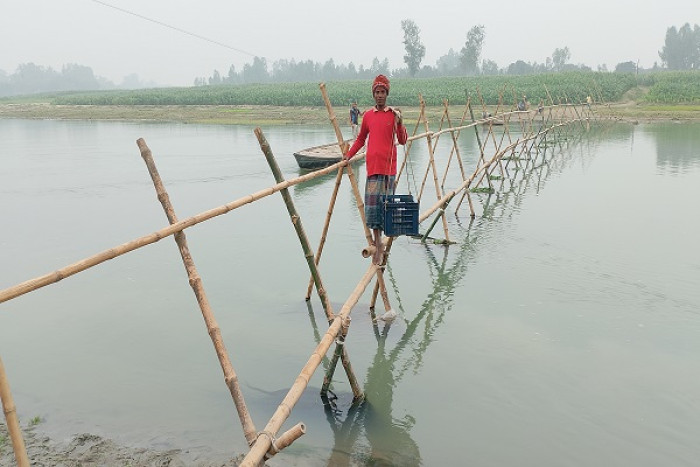 গাইবান্ধায় ৬ গ্রামের মানুষের যাতায়াতে ভরসা বাঁশের সাঁকো
